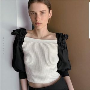 Zara Mixed Knit Contrast Sweater Small